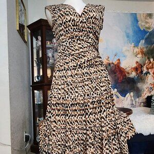 TALBOTS Sleeveless Multicolor Faux Wrap Dress w/Ruching